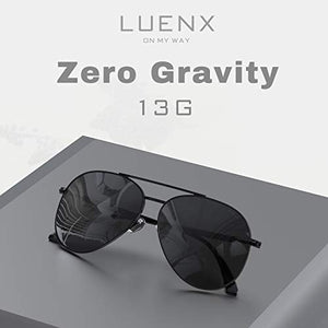 Amazon.com: LUENX Aviator Sunglasses Mens Women Polarized Black Lens Black Metal Frame Dark 60mm with Case - UV400: Sports & Outdoors