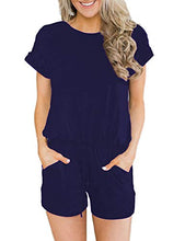 Amazon.com: ANRABESS Women's Summer Solid Jumpsuit Casual Loose Short Sleeve Jumpsuit Rompers with Pockets Elastic Waist Playsuit: Clothing
