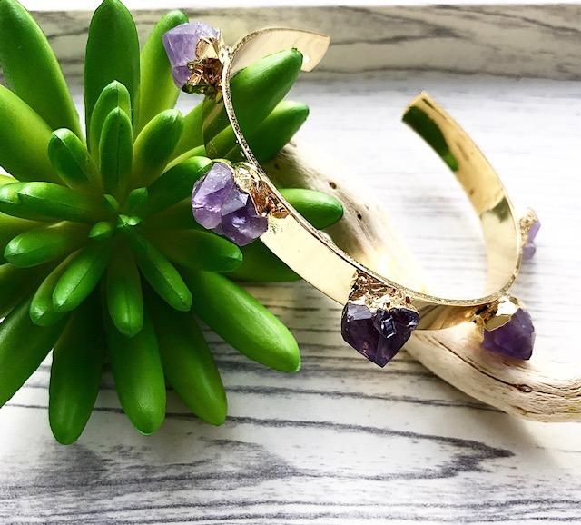 5-Amethyst Open Bangle