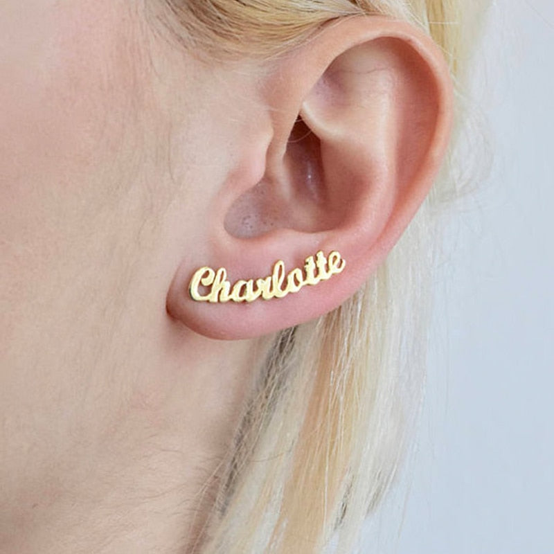 1 Pair Personalized Custom Name Earrings For Women