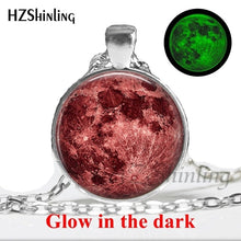 2017 New Arrival Glowing Jewelry Full Moon Necklace Handmade Glass Dome Lunar Eclipse Necklace Glow in the dark Pendant Jewelry