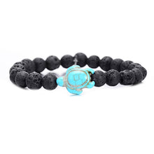Summer Style Sea Turtle Beads Bracelets For Women Men Classic 8MM Blue Natural Stone Elastic Friendship Bracelet Beach Jewelry