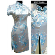Navy blue Satin Qipao Summer Lady Traditional Chinese style Cheongsam Dresses Women Mandarin Collar Silm Qipao dress Size S-XXL