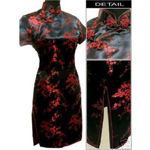 Navy blue Satin Qipao Summer Lady Traditional Chinese style Cheongsam Dresses Women Mandarin Collar Silm Qipao dress Size S-XXL