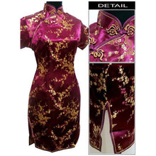 Navy blue Satin Qipao Summer Lady Traditional Chinese style Cheongsam Dresses Women Mandarin Collar Silm Qipao dress Size S-XXL