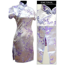 Navy blue Satin Qipao Summer Lady Traditional Chinese style Cheongsam Dresses Women Mandarin Collar Silm Qipao dress Size S-XXL
