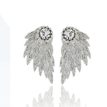 Gothic Silver Color Cool Angel Wings Alloy Stud Earrings Cool Black Feather Earrings for Women Men Fashion Jewelry