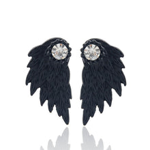 Gothic Silver Color Cool Angel Wings Alloy Stud Earrings Cool Black Feather Earrings for Women Men Fashion Jewelry