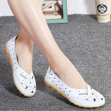 Flats For Women  Comrfort Genuine Leather Flat Shoes Woman Slipony Loafers Ballet Shoes Female Moccasins Big Size 35-44