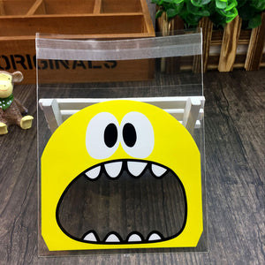 50Pcs Cute Big Teech Mouth Monster Plastic Bag Wedding Birthday Cookie Candy Gift Packaging Bags OPP Self Adhesive Party Favors
