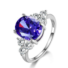 Multicolor Women's Rings With Oval Gemstone Topaz Stones 925 Sterling Silver Jewelry Ring Wedding Party Christmas Gift Wholesale