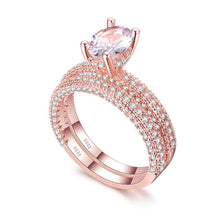 KNOCK high quality  Rose Gold Double row White gold  For Women Fashion Cubic Zirconia  Wedding Engagement ring