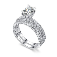 KNOCK high quality  Rose Gold Double row White gold  For Women Fashion Cubic Zirconia  Wedding Engagement ring
