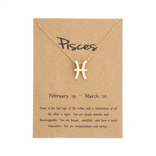 12 Constellation Pendant Necklace Zodiac Sign Necklace Birthday Gifts Message Card for Women Girl