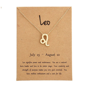 12 Constellation Pendant Necklace Zodiac Sign Necklace Birthday Gifts Message Card for Women Girl