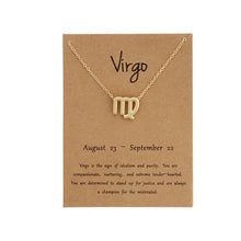 12 Constellation Pendant Necklace Zodiac Sign Necklace Birthday Gifts Message Card for Women Girl