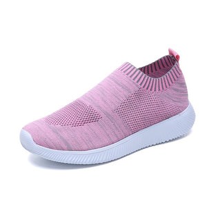 Rimocy plus size breathable air mesh sneakers women 2019 spring summer slip on platform knitting flats soft walking shoes woman