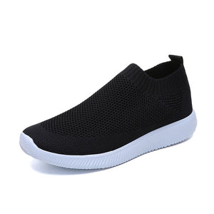 Rimocy plus size breathable air mesh sneakers women 2019 spring summer slip on platform knitting flats soft walking shoes woman