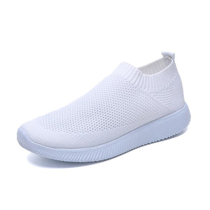 Rimocy plus size breathable air mesh sneakers women 2019 spring summer slip on platform knitting flats soft walking shoes woman