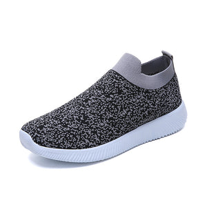 Rimocy plus size breathable air mesh sneakers women 2019 spring summer slip on platform knitting flats soft walking shoes woman