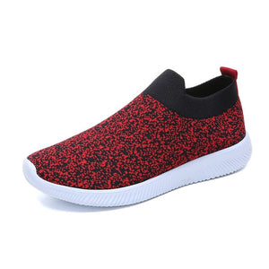 Rimocy plus size breathable air mesh sneakers women 2019 spring summer slip on platform knitting flats soft walking shoes woman