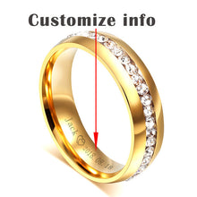 Vnox Personalized Gold-color Wedding Bands Ring for Women Men Jewelry 6mm Stainless Steel Engagement Ring Anniversary Gift