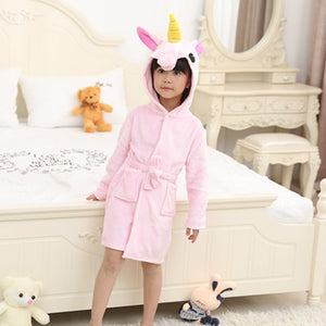 Children Towel Beach Baby Bath Robe Animal Rainbow Unicorn Hooded Bathrobes For Boys Girls Pyjamas Nightgown Kids Sleepwear Robe