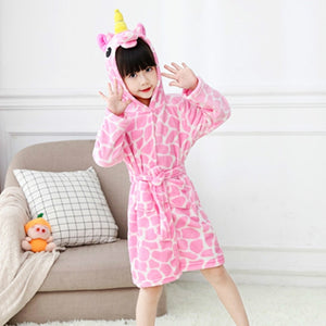 Children Towel Beach Baby Bath Robe Animal Rainbow Unicorn Hooded Bathrobes For Boys Girls Pyjamas Nightgown Kids Sleepwear Robe