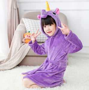Children Towel Beach Baby Bath Robe Animal Rainbow Unicorn Hooded Bathrobes For Boys Girls Pyjamas Nightgown Kids Sleepwear Robe