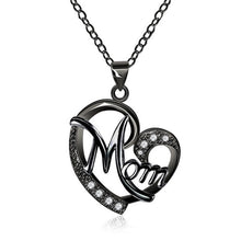 HUITAN Fashion Letter MOM Heart Shape Inlaid Crystal Pendant Necklace Mother's Day Gift High Quality Jewelry Wholesale Lots Bulk