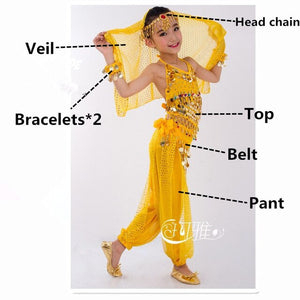 Bellydance Children Costume Belly Dance Costumes for Kids Belly Dancing Girls Bollywood Indian Performance Cloth Set 6 Colors