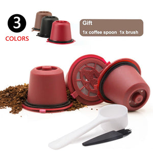 3pcs/pack Refillable Reusable Nespresso Coffee Capsule cafe With 1PC Plastic Spoon Filter Pod For Original Line Siccsaee Filters
