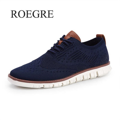 Casual Knitted Mesh Men's Shoes Solid Shallow Lace Up Lightweight Soft Men Sneakers Shoes Breathable Man Footwear Flats 39-46