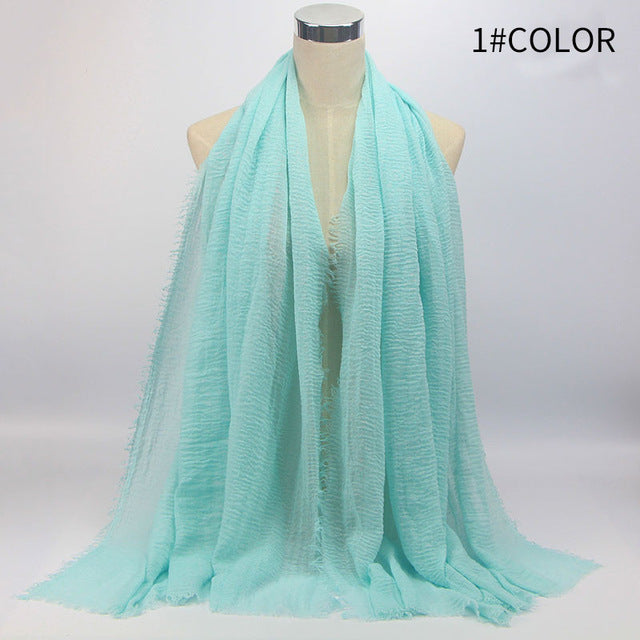 wholesale price 90*180cm women muslim crinkle hijab scarf femme musulman soft cotton headscarf islamic hijab shawls and wraps