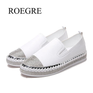 European Famous Brand Patchwork Espadrilles Shoes Woman Genuine Leather Creepers Flats Ladies Loafers White Leather Moccasins