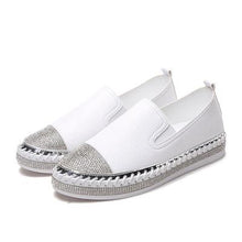 European Famous Brand Patchwork Espadrilles Shoes Woman Genuine Leather Creepers Flats Ladies Loafers White Leather Moccasins